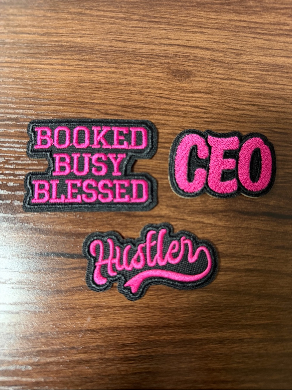Pink CEO Hustler Girl Boss Patch Set Y2K Workcore Embroidered 3pc